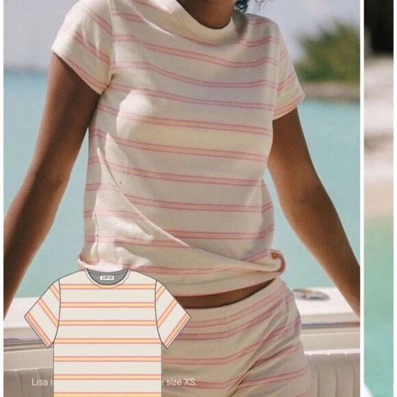 Parke Cream Stripe Tshirt Large - Picture 3 of 3